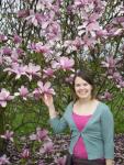 Ruth under a magnolia tree in Park van Laken