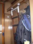 The ladder for the upper bunk