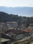 A snowy mountain scene over a Bulgarian village